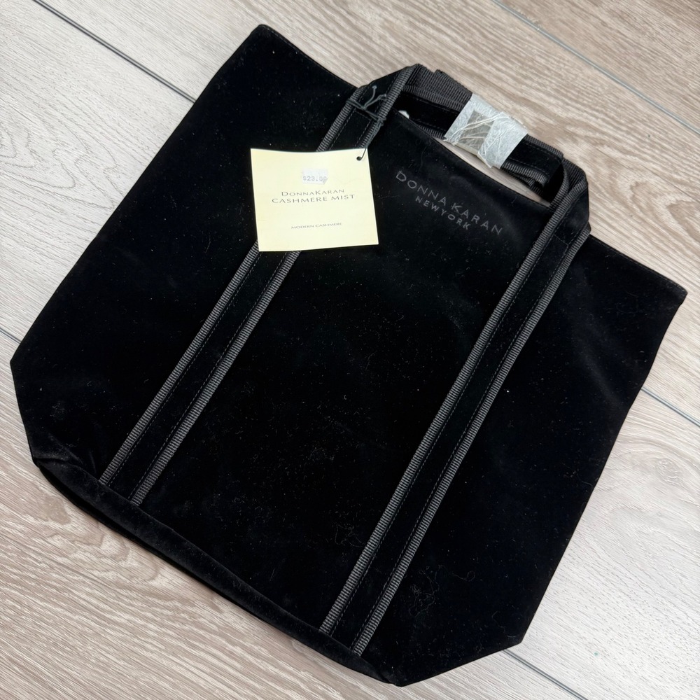 Donna Karan Tote Bag Cashmere Mist Velvet Nylon Black Large